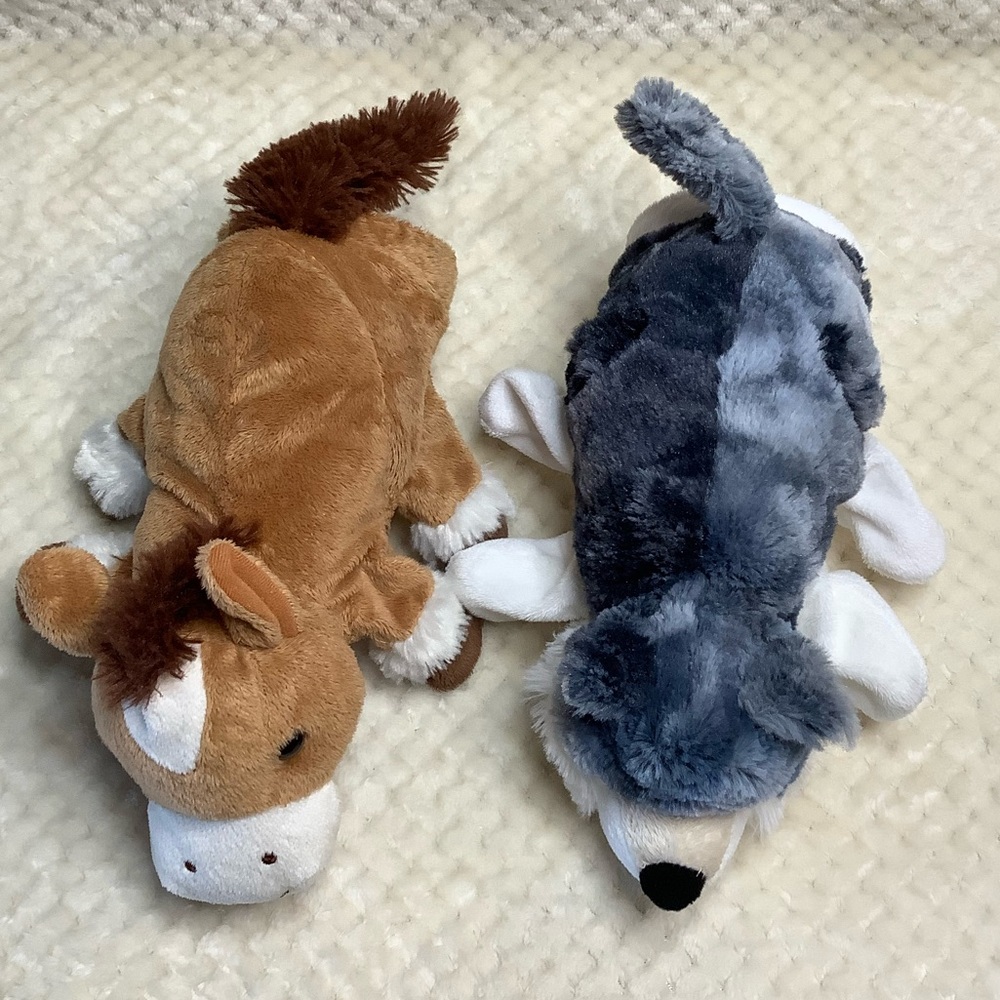 DREAM Set of Two Plush Horse and Wolf Hand Puppets Stuffed Animal Toys